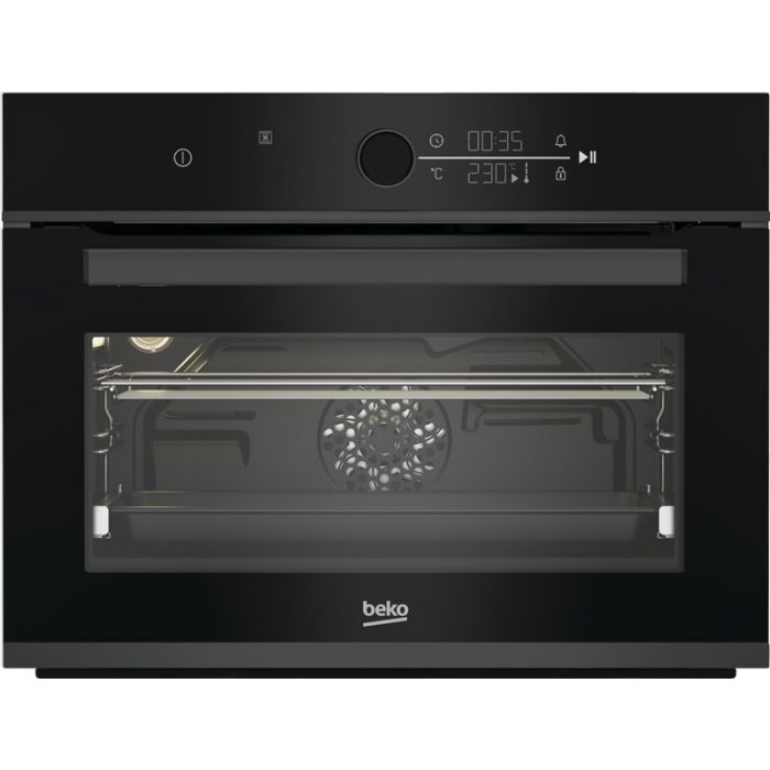 BEKO BBCW13400DX Integreerbare 2-in-1 compact oven met 45cm, A, 16 functies, 48L, LED display, dark inox