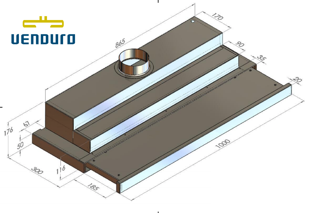 VENDURO TA100/BE uitschuifbare zonder motor - 100cm - LED spots inox